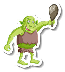 Obraz premium Green goblin or troll cartoon character sticker
