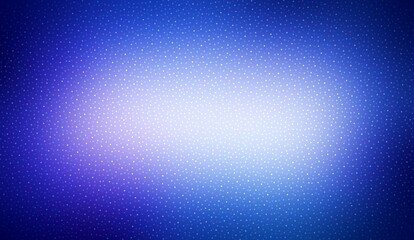 Lot of sparkles on blue vivid blur background with white spotlight in centre. Winter holidays textured illustration.