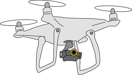 飛行するドローンのイラスト素材