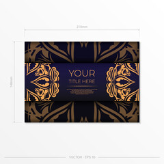 Stylish purple postcard design with luxurious Greek patterns. Vector invitation card with vintage ornament.
