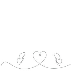 Butterfly flying with heart line drawing vector illustration