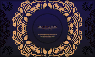 Print-ready invitation design with luxurious ornaments. Purple banner template with greek luxury ornaments and place for your text.