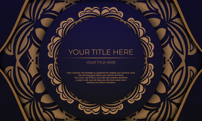 Template for print design of invitation card with luxury ornament. Purple background with greek luxury vintage ornaments and place for your design.