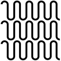 Seamless pattern blunt wave line design, line drawing style, black and white color.