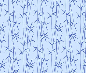 Japanese Bamboo Leaf Branch Vector Seamless Pattern