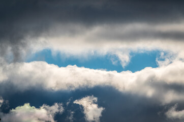 Dramatic cloudy sky background. Dark blue stormy cloudy sky. Natural photo background