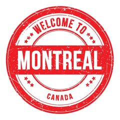 WELCOME TO MONTREAL - CANADA, words written on red stamp