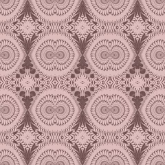 Foto op Canvas Abstract geometric mosaic seamless pattern. Kaleidoscopic background for trendy textiles. Design for fabric, wallpaper, paper, cover, weaving, packaging, tiles, ceramics. © Helena
