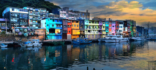 Colorful houses in Keelung, Taiwan