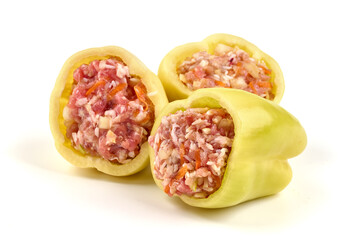 Obraz na płótnie Canvas Stuffed bell peppers, isolated on white background.