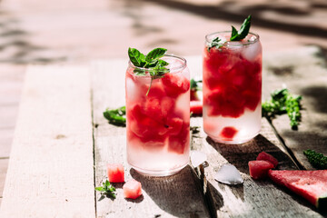 Watermelon cocktail with ice 