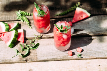 Watermelon cocktail with ice 