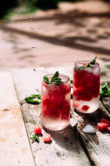 Watermelon cocktail with ice 