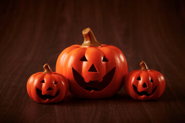 Halloween pumpkin on wooden background