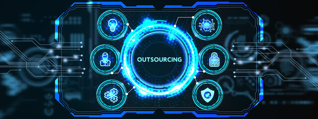 Business, Technology, Internet and network concept. Outsourcing human resources.