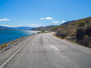 Viewpoint Highway road freeway near lake Wanaka, South Island, New Zealand