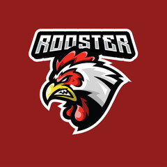 Rooster Esport illustration, Chicken Head Mascot Sport Gaming Team Vector Logo