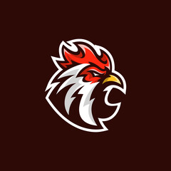 Rooster Esport illustration, Chicken Head Mascot Sport Gaming Team Vector Logo