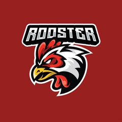 Rooster Esport illustration, Chicken Head Mascot Sport Gaming Team Vector Logo