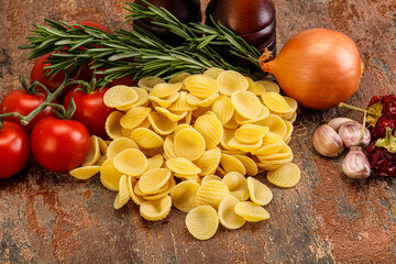 Raw Italian pasta - Orecchiette for cooking