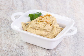 Traditional Jewish Hummus with olive oil