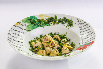 Italian traditional dumplings Ravioli with meat