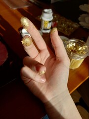Hand and gold color 
