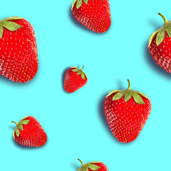 Ripe, juicy strawberries on a bright background. Seamless background.