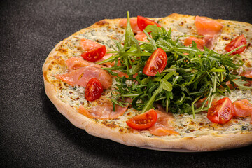 Italian Pizza with salmon and cheese