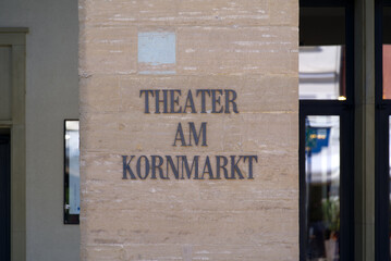 Entrance of Theater am Kornmarkt at City of Bregenz. Photo taken August 14th, 2021, Bregenz, Austria.
