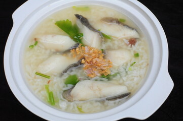 Boiled Rice with Chinese silver pomfret