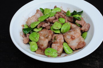 Pork Belly Stir-Fried with Shrimp Paste and Stink Beans
