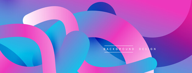 Abstract overlapping lines and circles geometric background with gradient colors