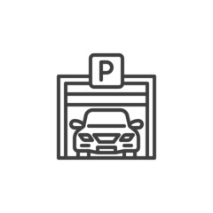 Car parking garage line icon