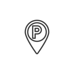 Parking location pointer line icon.