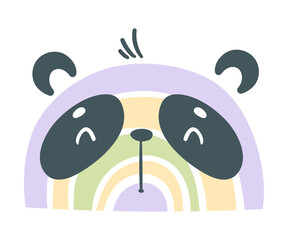Cute Rainbow Panda Bear for Childish Nursery Decor Vector Illustration