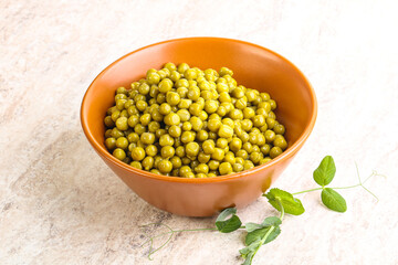 Marinated Green peas in the bowl