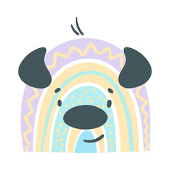 Cute Rainbow Dog for Childish Nursery Decor Vector Illustration