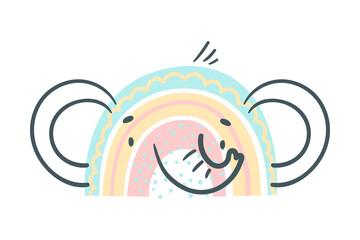 Cute Rainbow Elephant for Childish Nursery Decor Vector Illustration