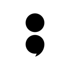 Black semicolon isolated on white. Flat punctuation icon. Vector illustration. quotation logo.