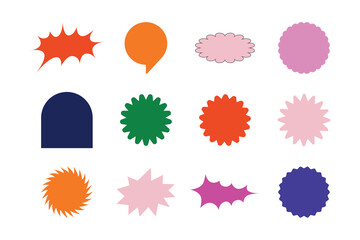 Vector set of design elements, patches and stickers with copy space for text - abstract background elements