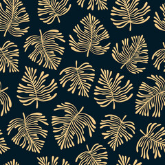 Tropical seamless pattern with exotic leaves.