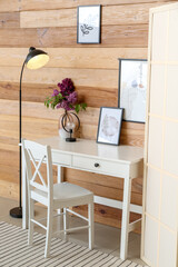 Interior of stylish room with modern workplace