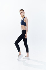 sportive woman on workout fitness energy motivation light background