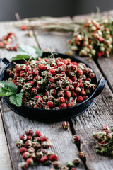 strawberries on wooden background