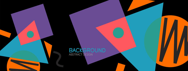 Abstract background. Blocks, lines, triangles, circles composition. Techno or business concept for wallpaper, banner, background, landing page