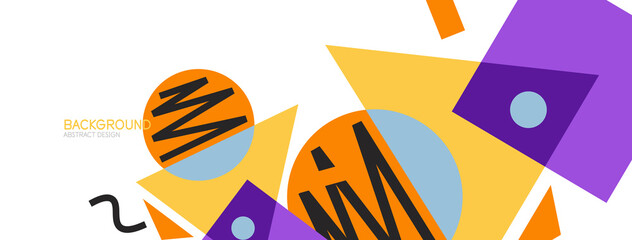 Abstract background. Blocks, lines, triangles, circles composition. Techno or business concept for wallpaper, banner, background, landing page