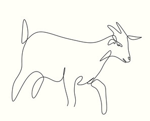 continuous drawing of a small goat