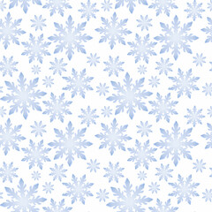 Beautiful seamless pattern with a round snowflake on a transparent background.  Vector illustration. Winter motifs