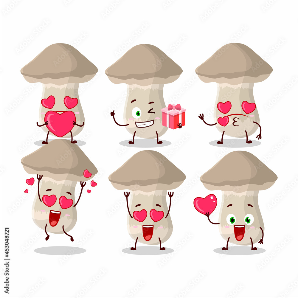 Wall mural Toadstool cartoon inn character with love cute emoticon